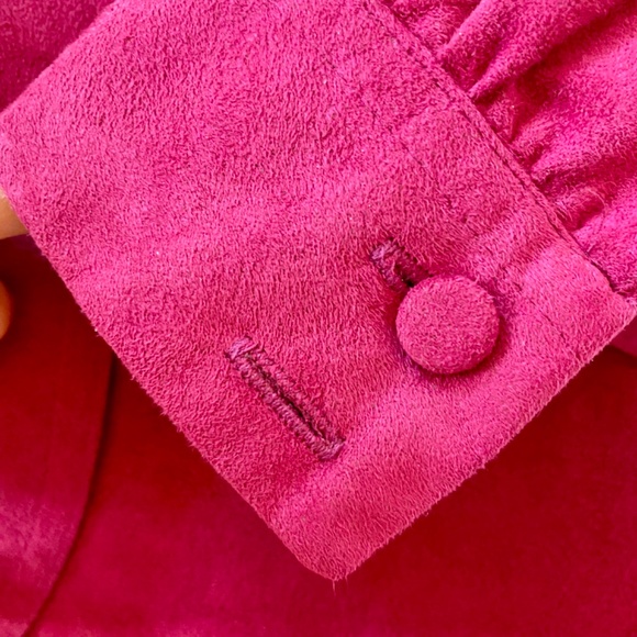 Lilli Ann Vintage Dress 1980s Magenta Dress Raspberry Pink Ultrasuede Petite XS - Picture 10 of 12